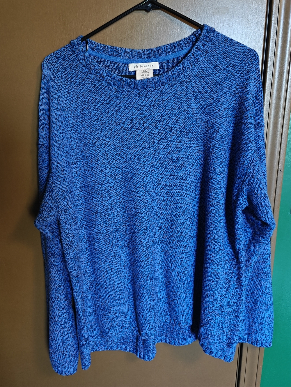 Philosophy Women's Blue Black Long Sleeve Pullover Sweater - XXL